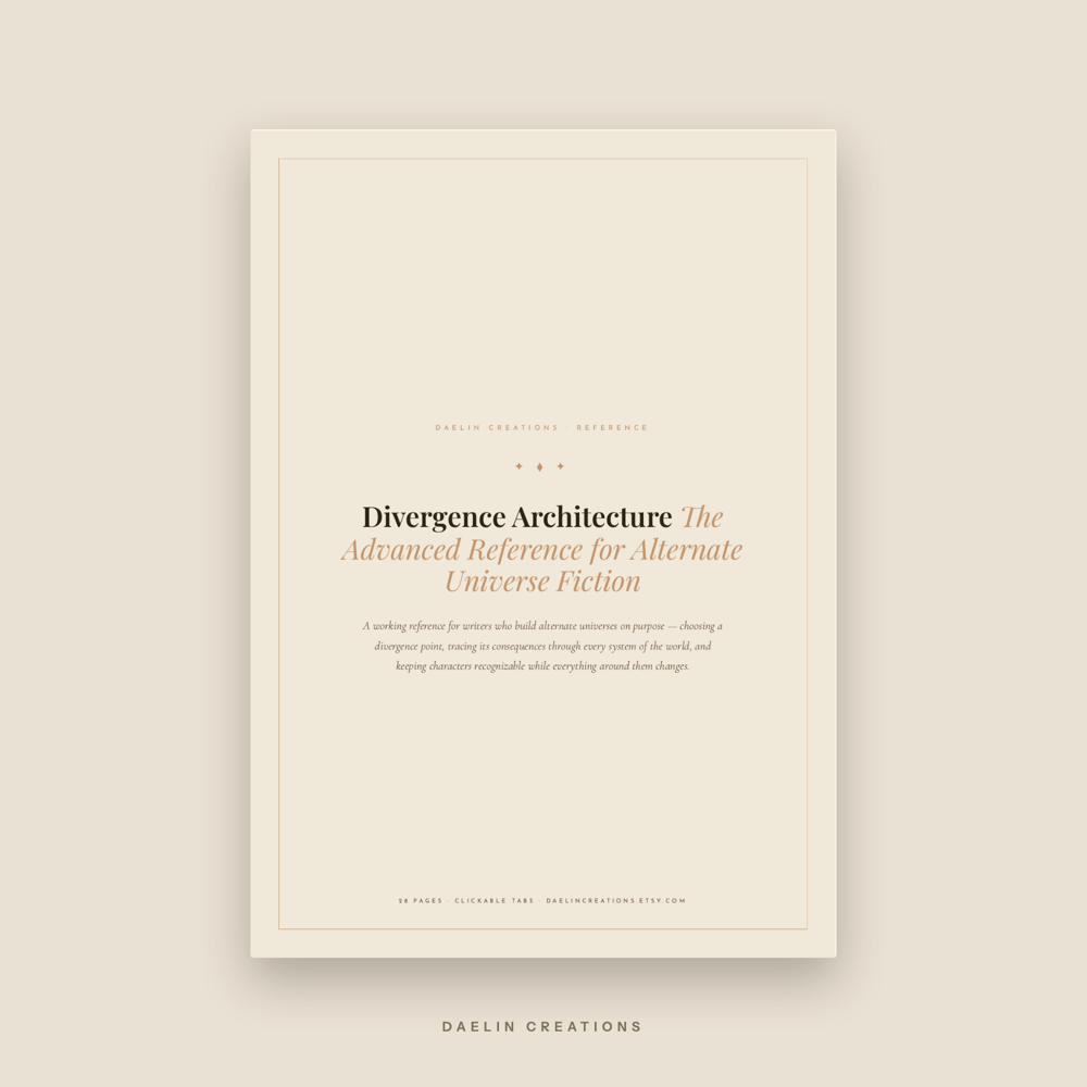 Alternate Universe Writing Guide, AU Worldbuilding Reference for Fiction Writers, Divergence Point Planner, Printable PDF for Novelists