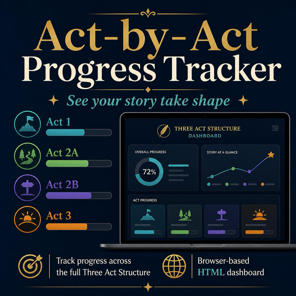 Interactive Novel Planner HTML Dashboard – Three Act Structure Story Tool (Digital Download) — image 3