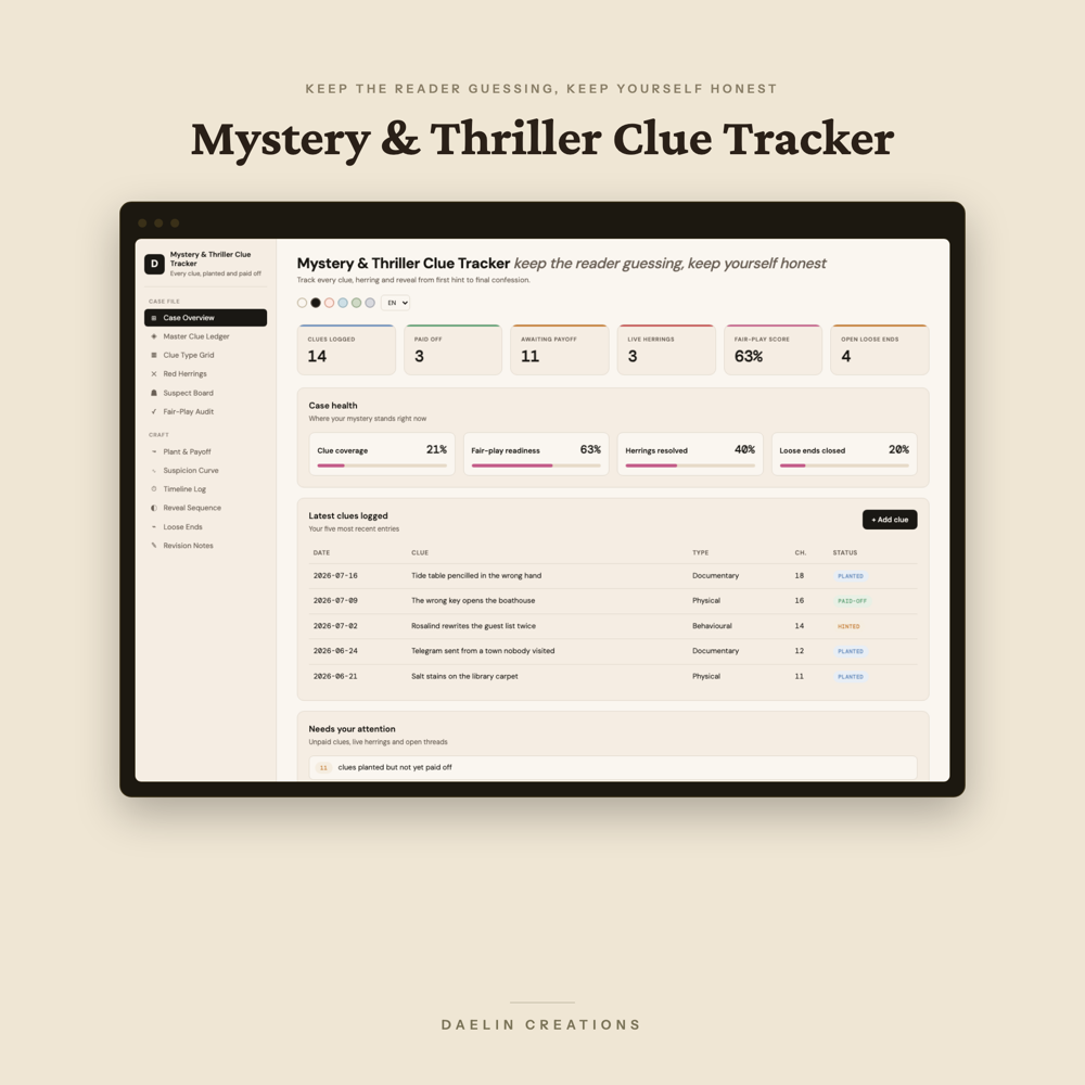 Mystery & Thriller Clue Tracker