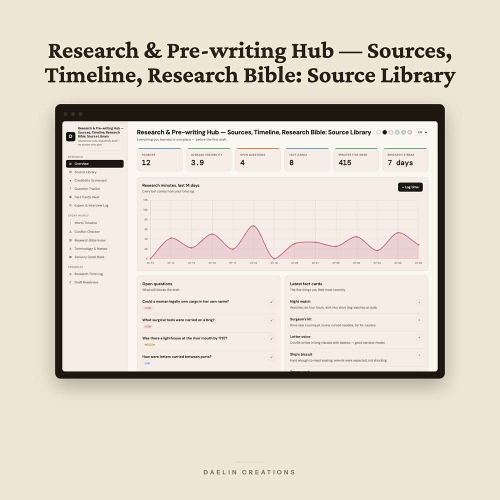 Research & Pre-writing Hub