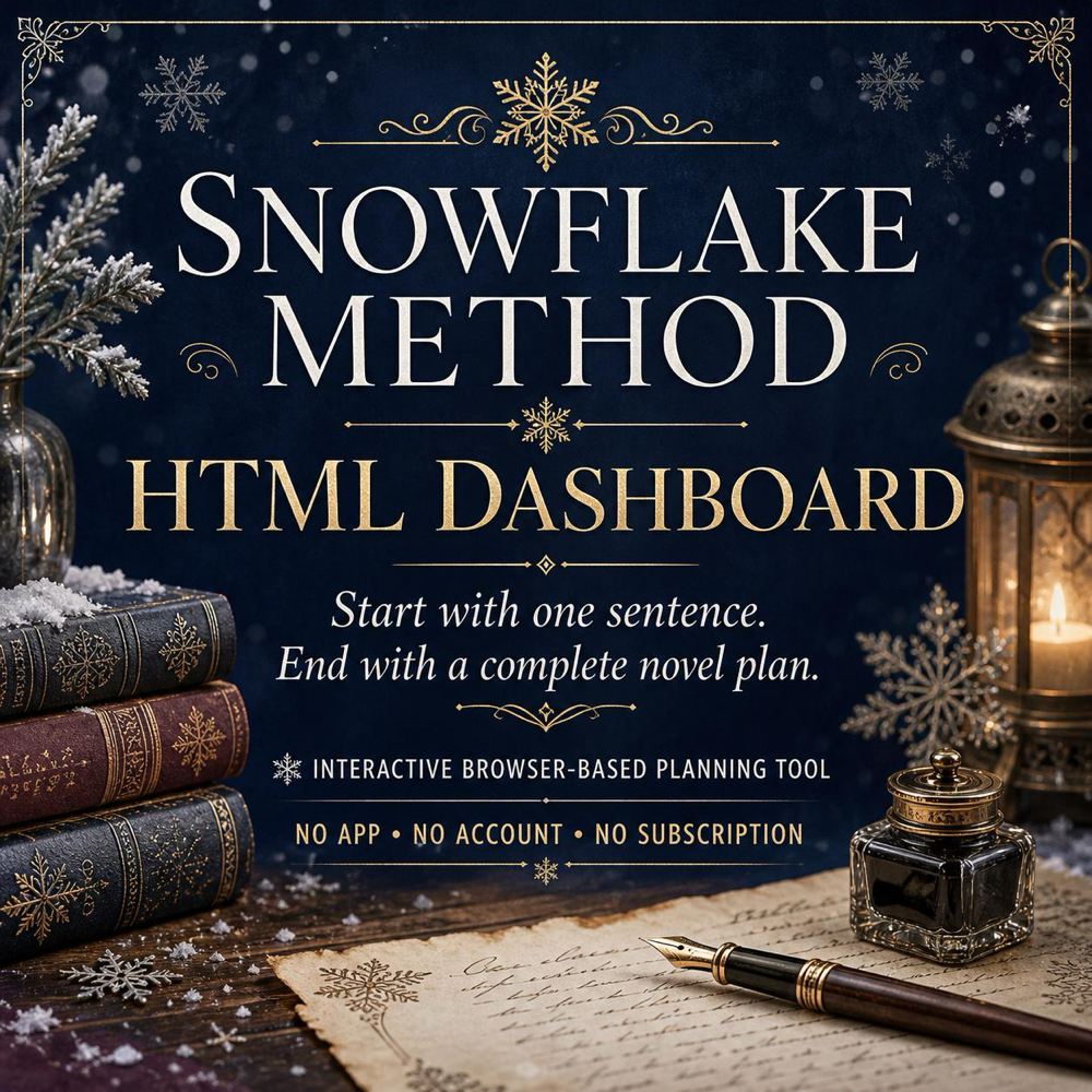 Snowflake Method Novel Outline Planner, Interactive HTML Dashboard, Story Planning Tool
