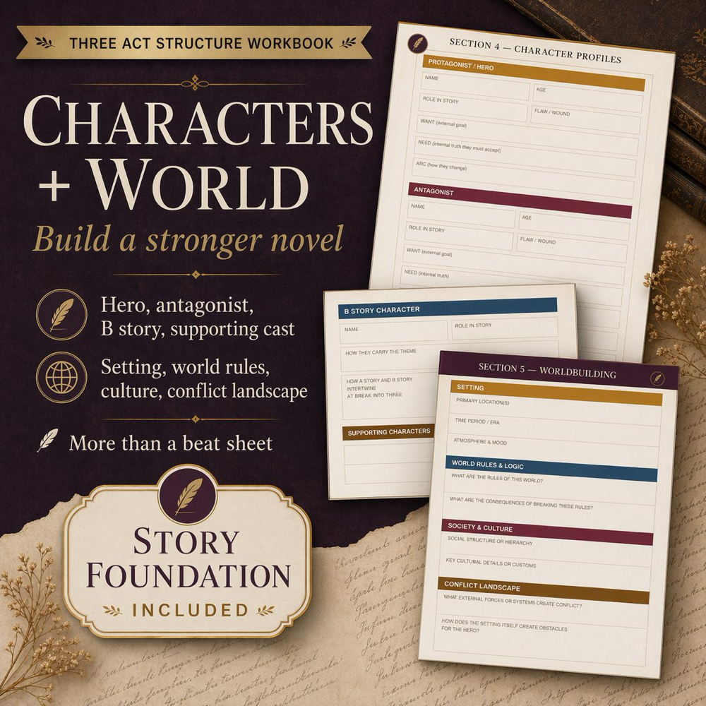 Three Act Structure Workbook – Novel Planning PDF (Digital Download) — image 2